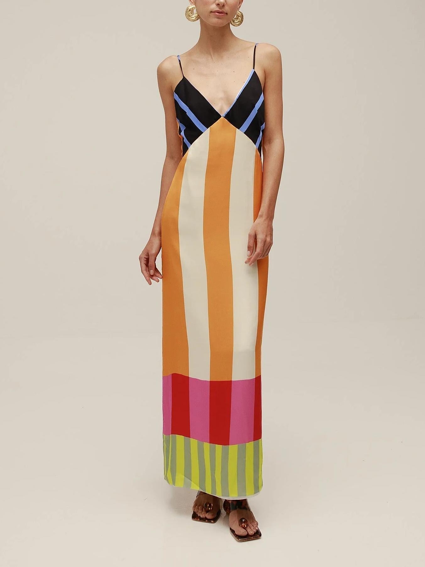 Brezia | Langes Sommerkleid mit Farbblöcken