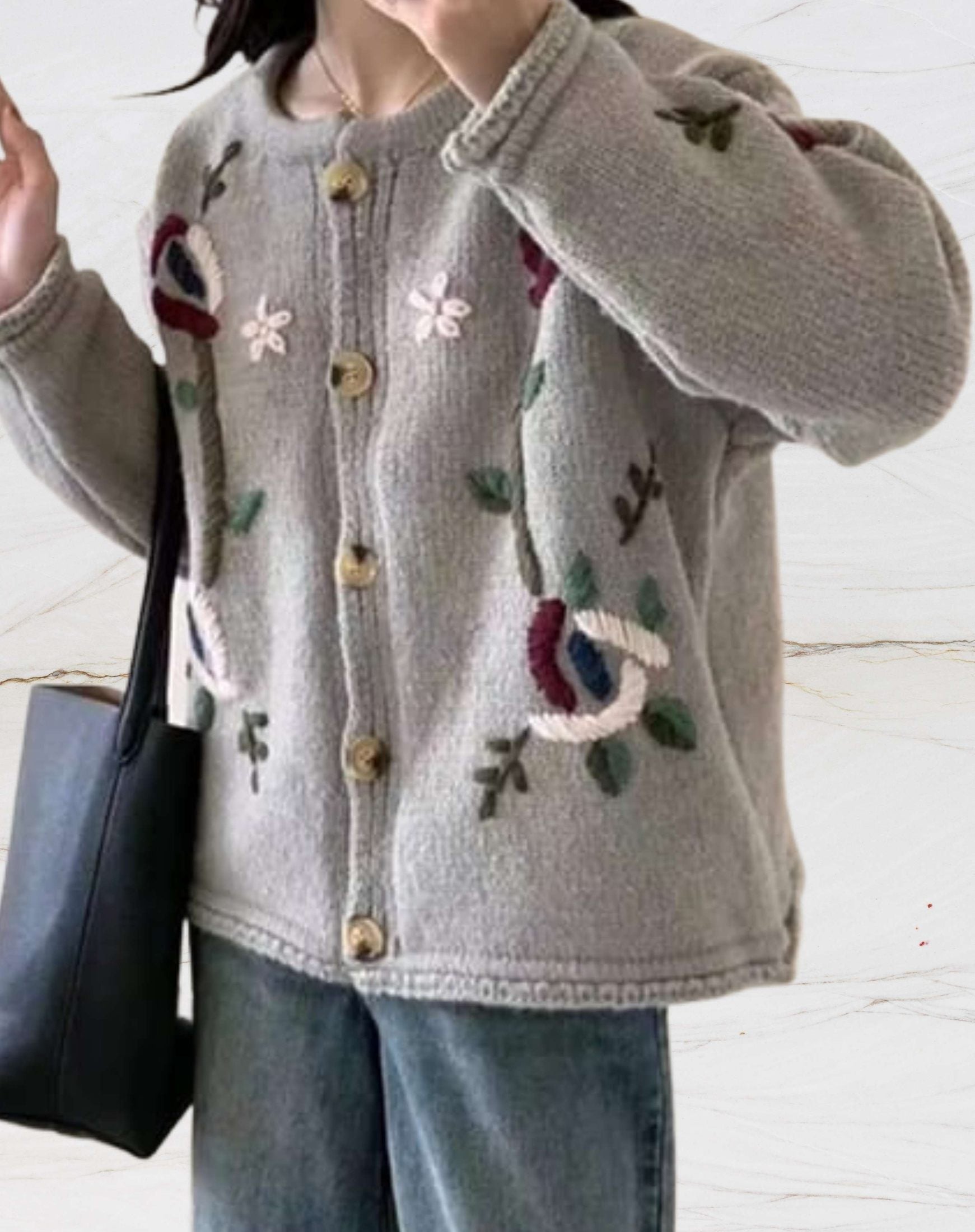 Schicke Bestickte Strickweste Für Mühelosen Stil Und Wärme Für Frauen