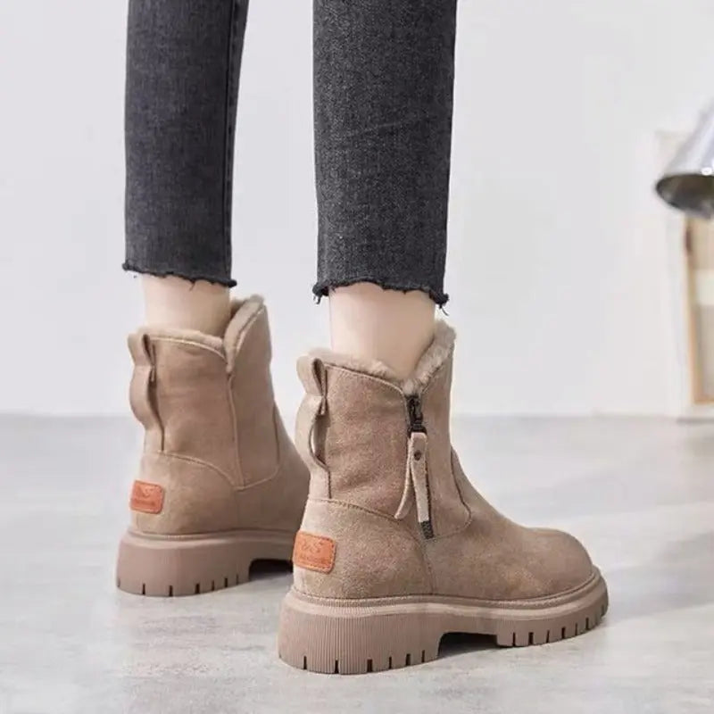 Stiefel mit Wollfutter und Reißverschluss für Frauen
