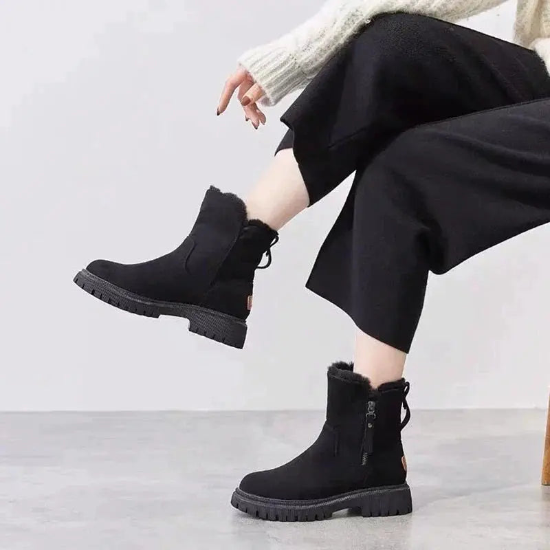 Stiefel mit Wollfutter und Reißverschluss für Frauen