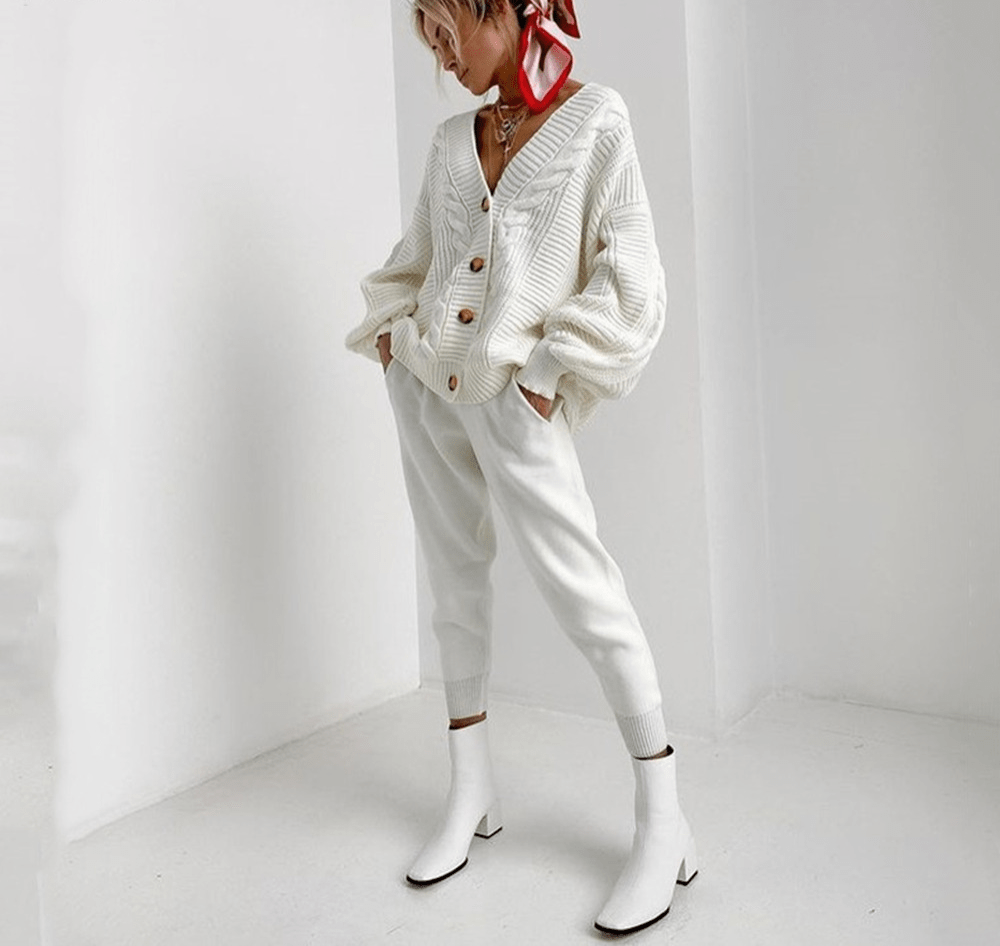 Charmantes 2-teilige Set mit Strickjacke und bequemer Hose Für Frauen