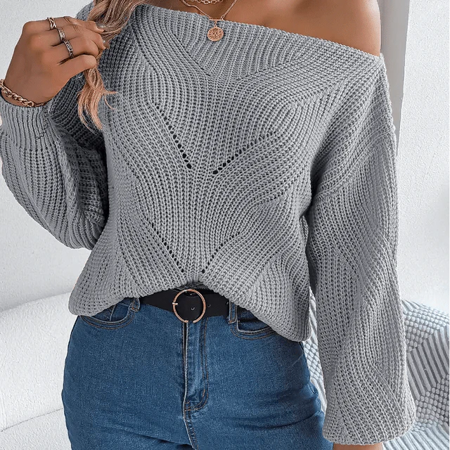 Trendiger Strickpullover Für Zeitgenössischen Komfort Für Frauen