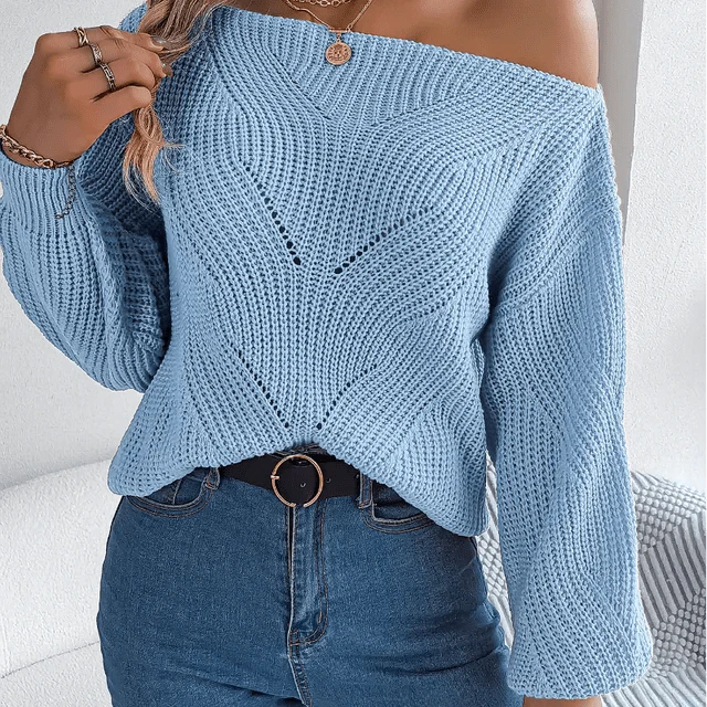 Trendiger Strickpullover Für Zeitgenössischen Komfort Für Frauen