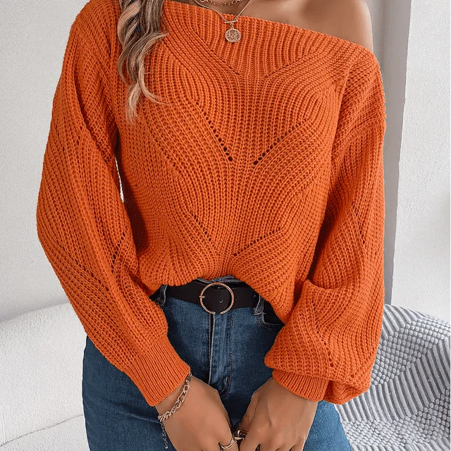 Trendiger Strickpullover Für Zeitgenössischen Komfort Für Frauen