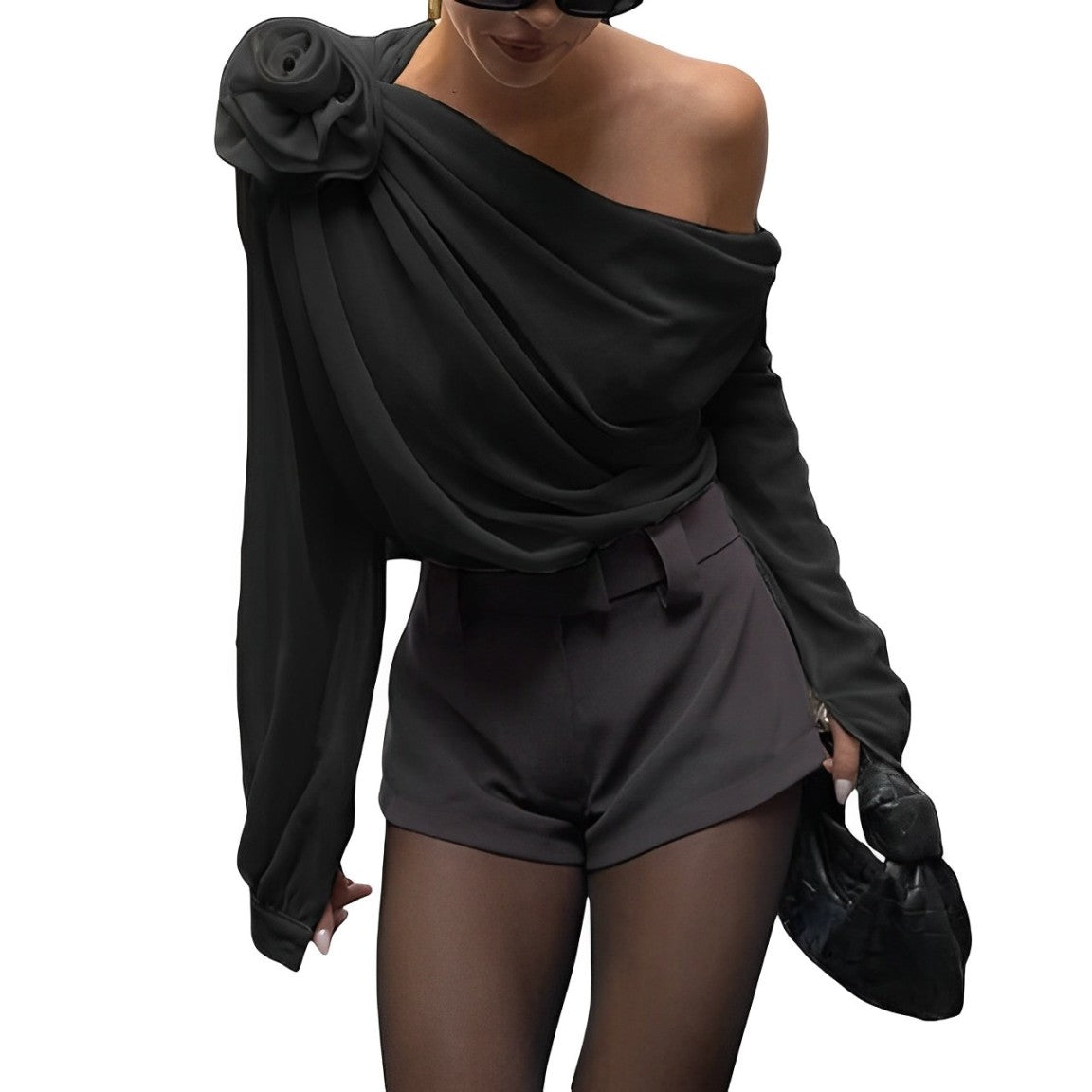 Chiffonbluse aus geblümtem Netz mit zarter Eleganz für Frauen