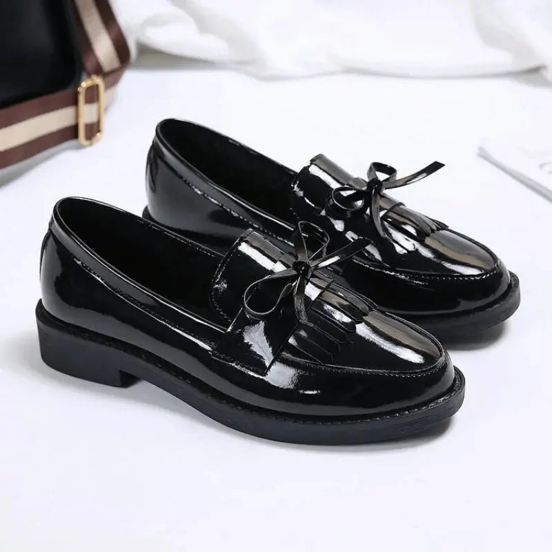 Leder-Loafers mit Quasten für Damen