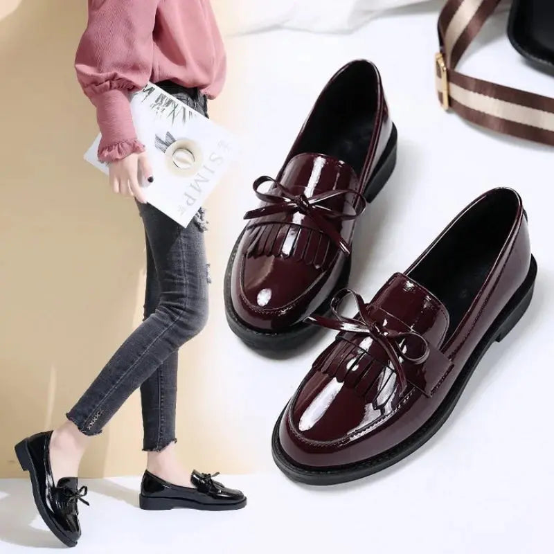 Leder-Loafers mit Quasten für Damen