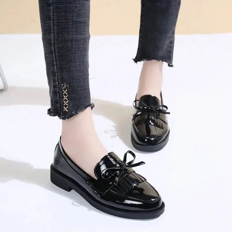 Leder-Loafers mit Quasten für Damen