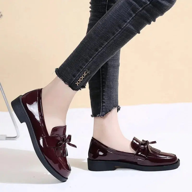 Leder-Loafers mit Quasten für Damen