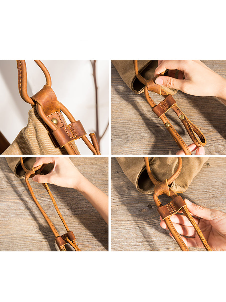 Ambrosia | Damen Canvas und Leder Crossbody Tasche