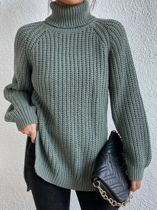 Raffinierter Rollkragen-Strickpullover Für Frauen