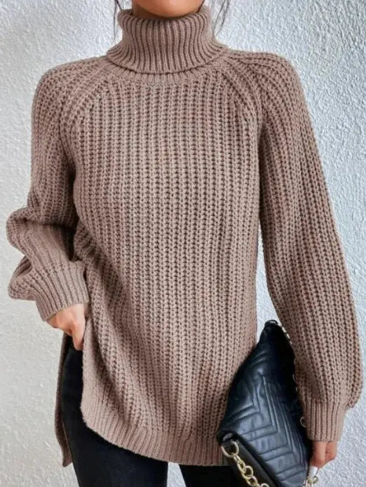 Raffinierter Rollkragen-Strickpullover Für Frauen