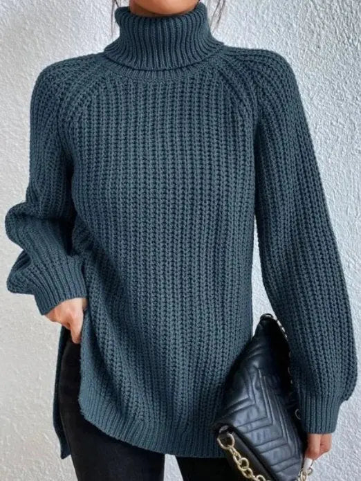 Raffinierter Rollkragen-Strickpullover Für Frauen