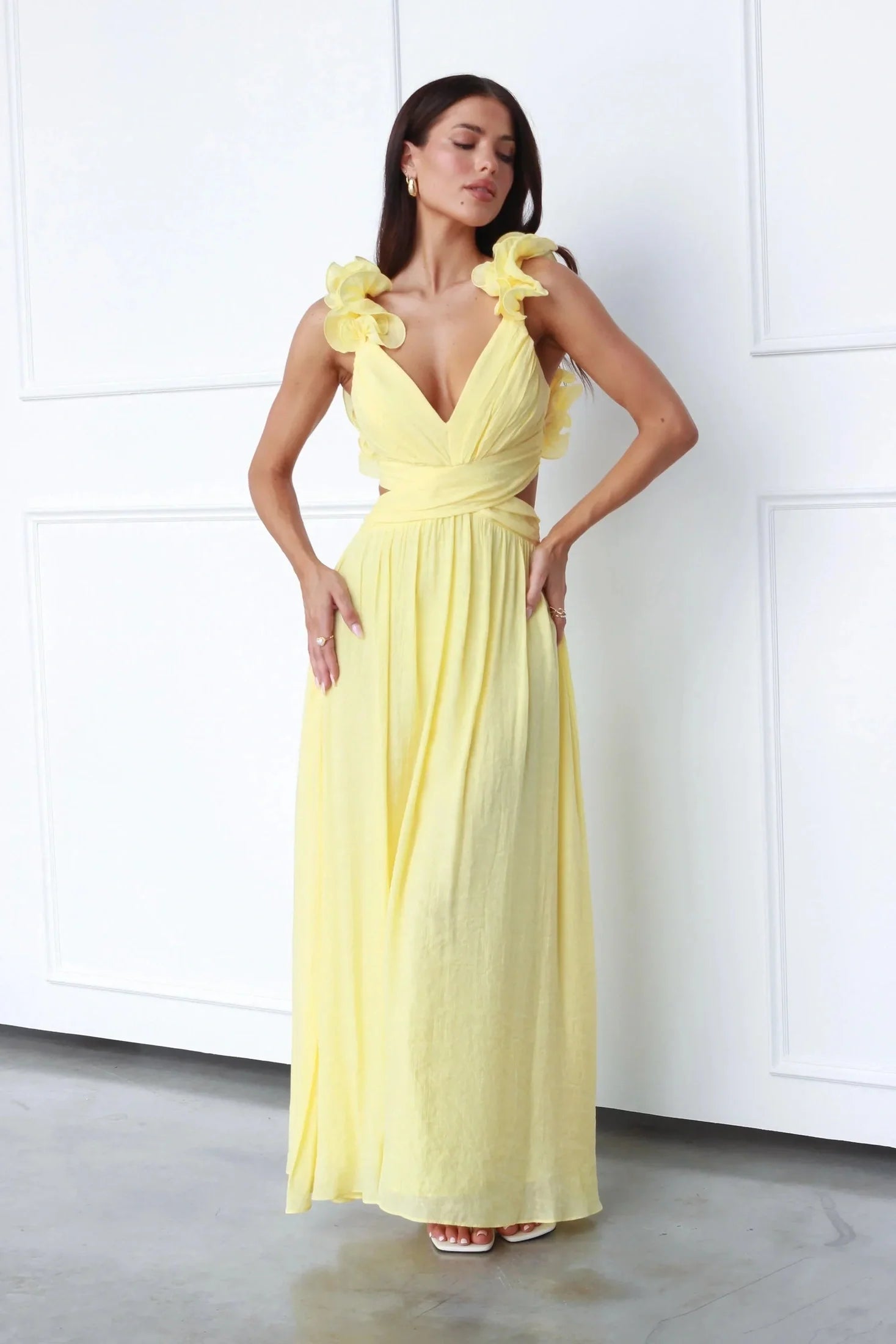 Elegantes Maxikleid mit tiefem V-Ausschnitt Für Frauen