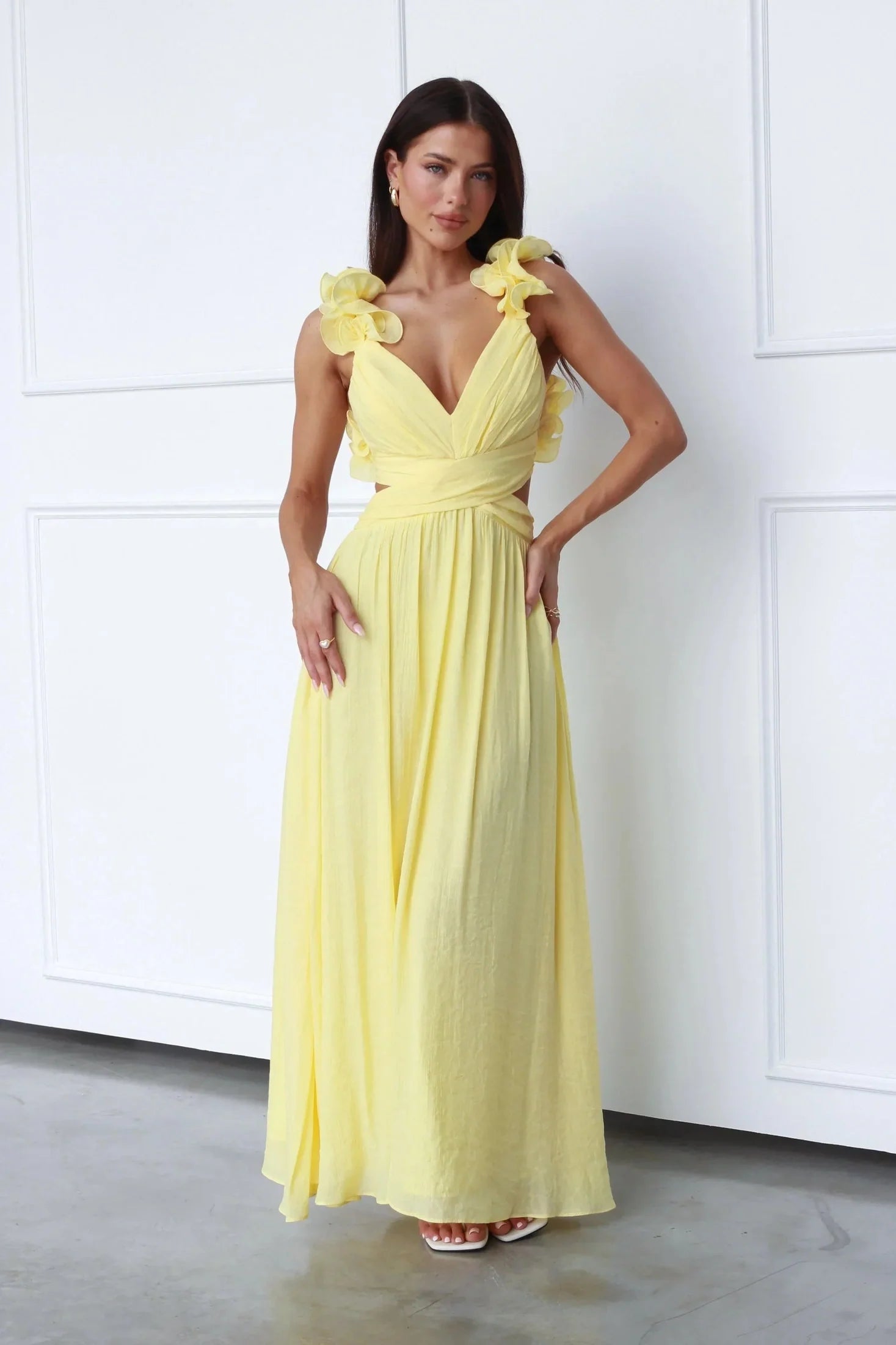 Elegantes Maxikleid mit tiefem V-Ausschnitt Für Frauen