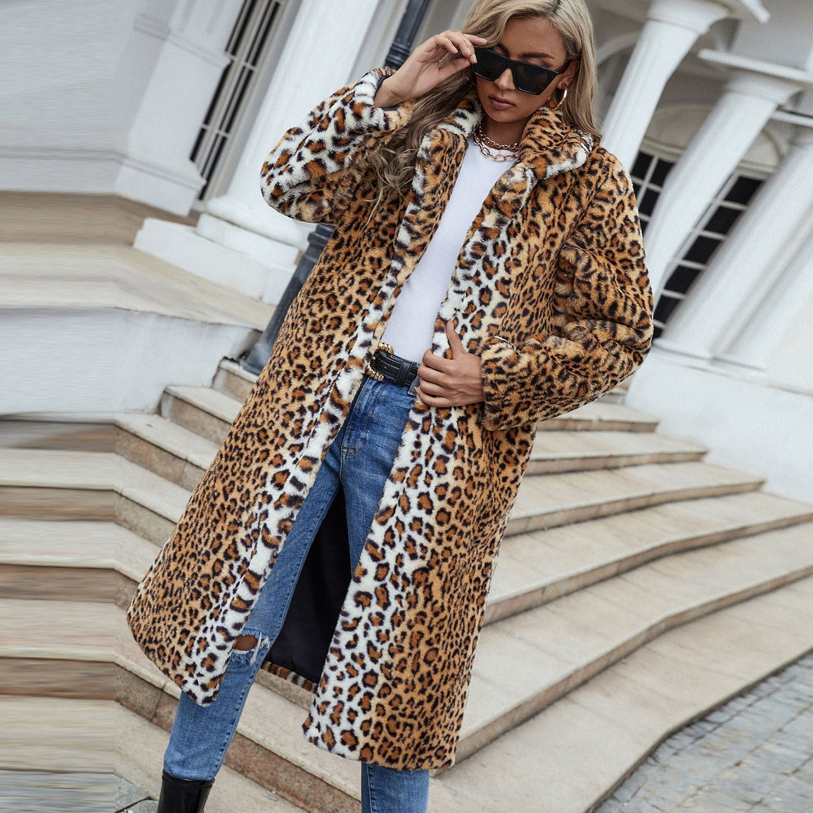 Perdita | Warmer und eleganter Mantel mit Leopardenmuster