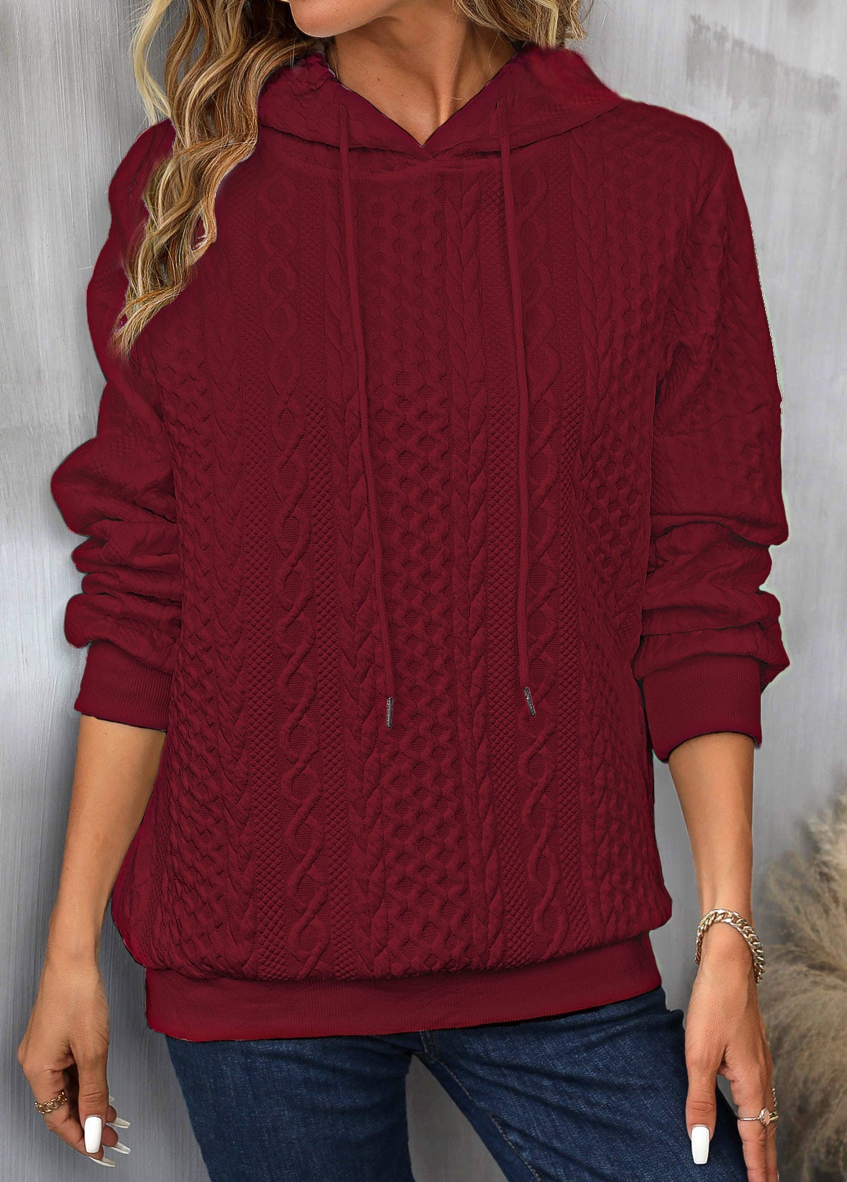 Hoodie Mit Kordelzug Und Langem Ärmel Für Frauen