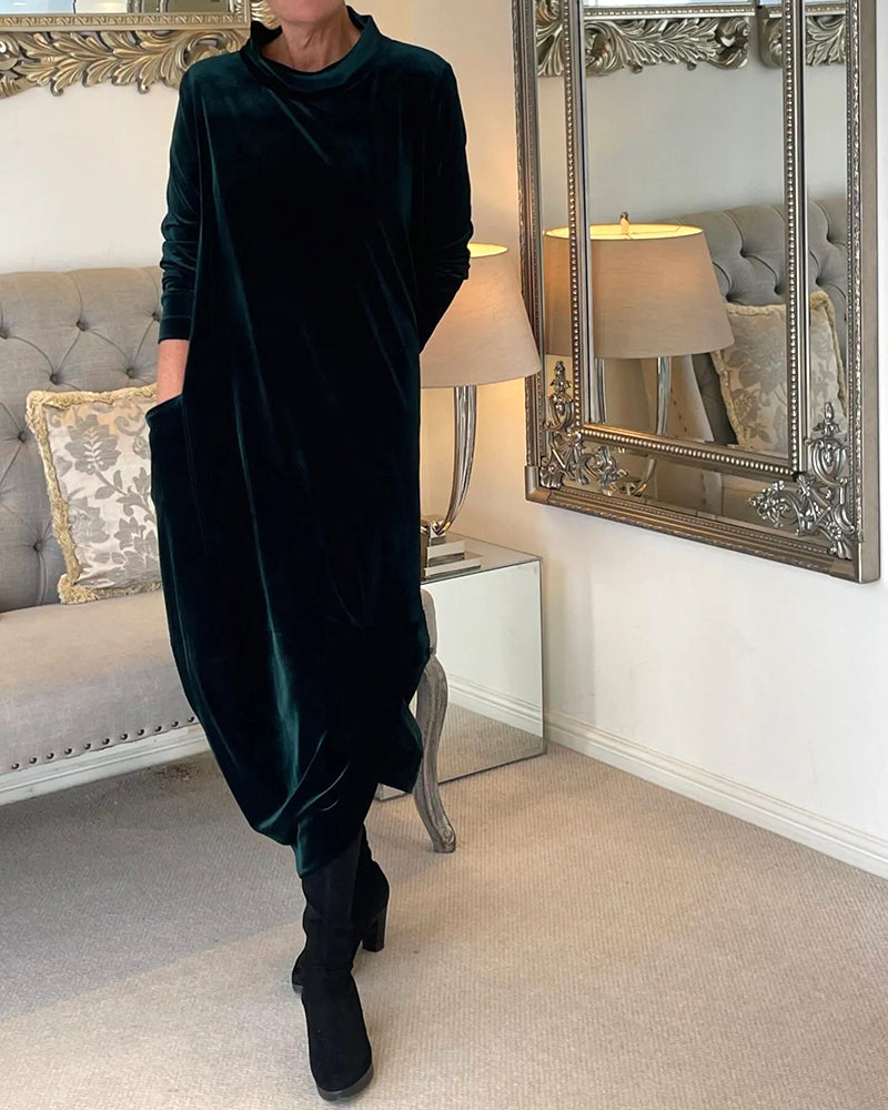 Clea | Samtkleid mit Kragen und praktischen Taschen