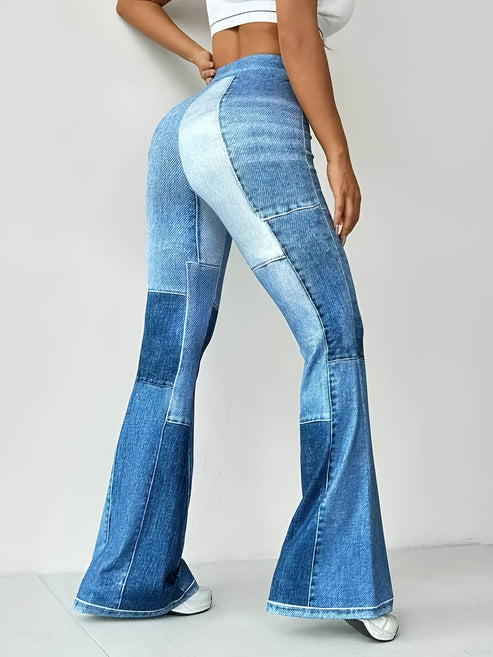 Ausgestellte Hose mit Print und Retro Flair für Frauen
