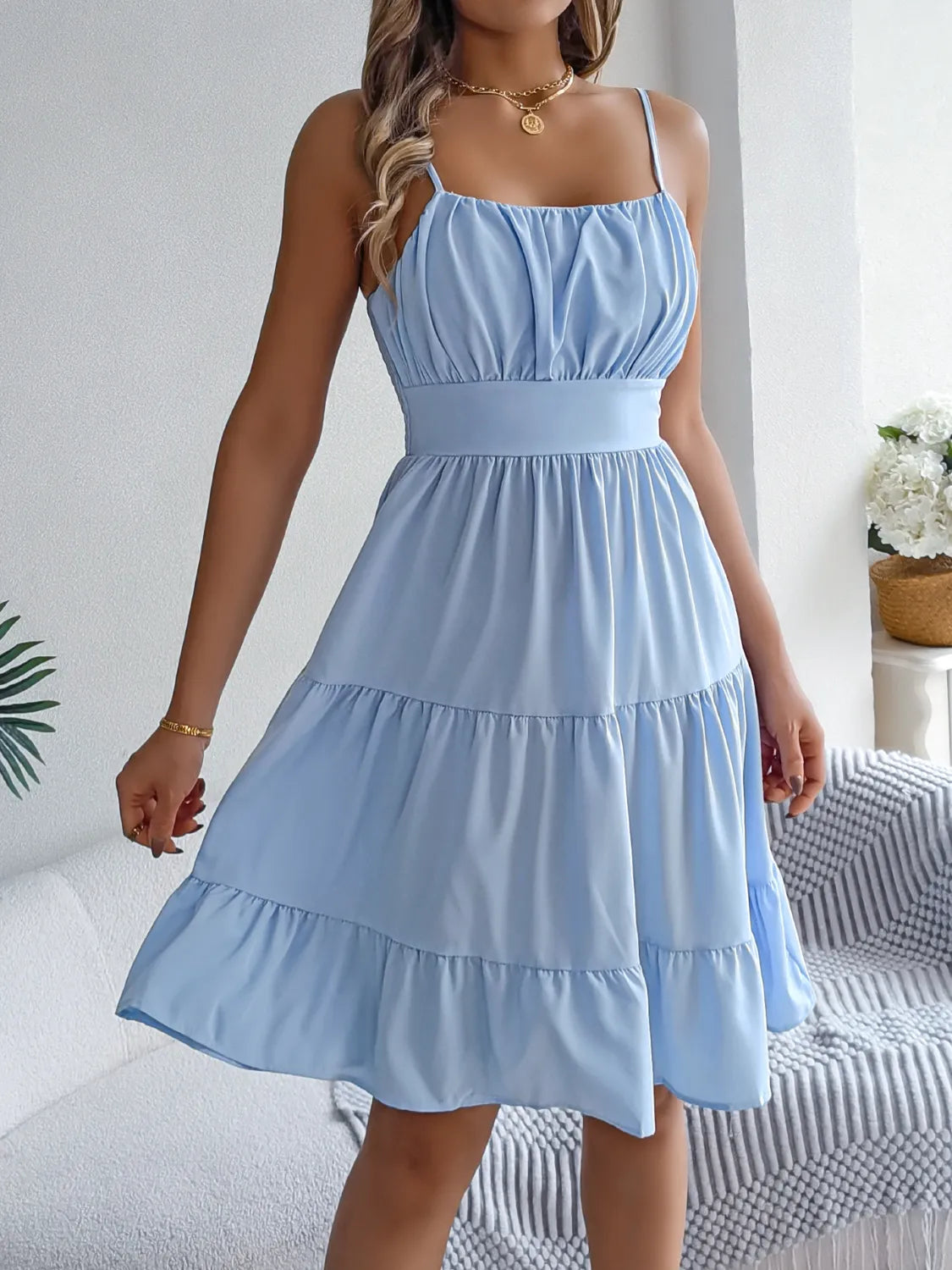 Gaelle | Stufenkleid mit gesmoktem Rücken