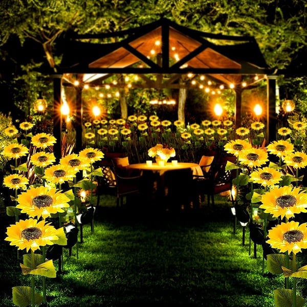 Solar Gartenleuchten Sonnenblumen Warmweiß Außenbeleuchtung Wetterfest product image 12