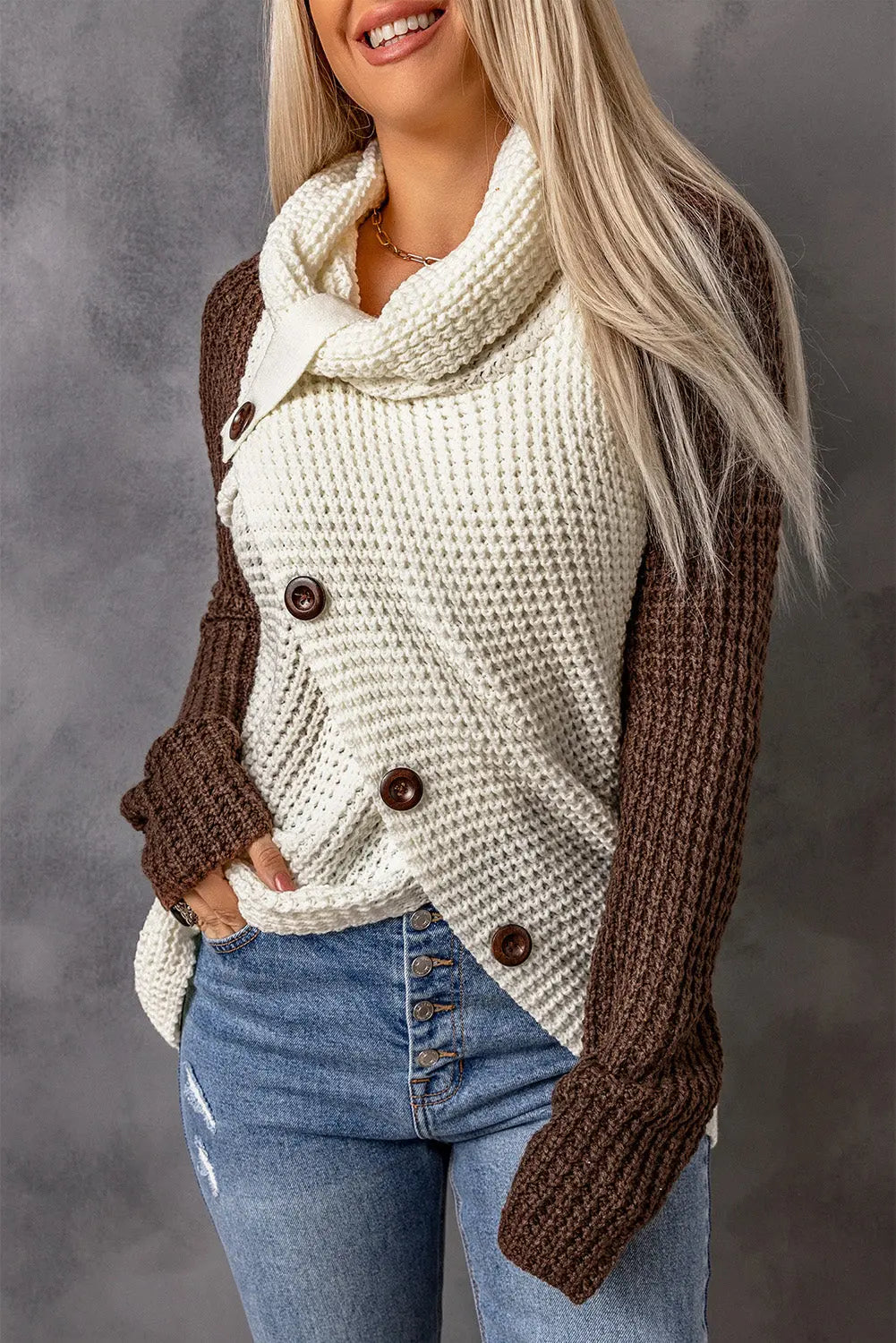 Strickpullover mit Auffälligen Streifen Für Frauen