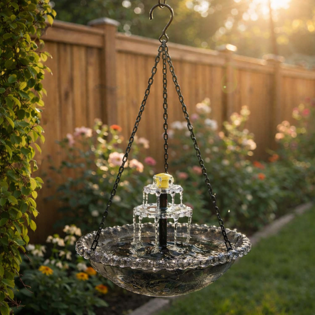 Hängender Solar-Springbrunnen mit Vogeltränke – Zweistufig, Ohne Kabel product image 12
