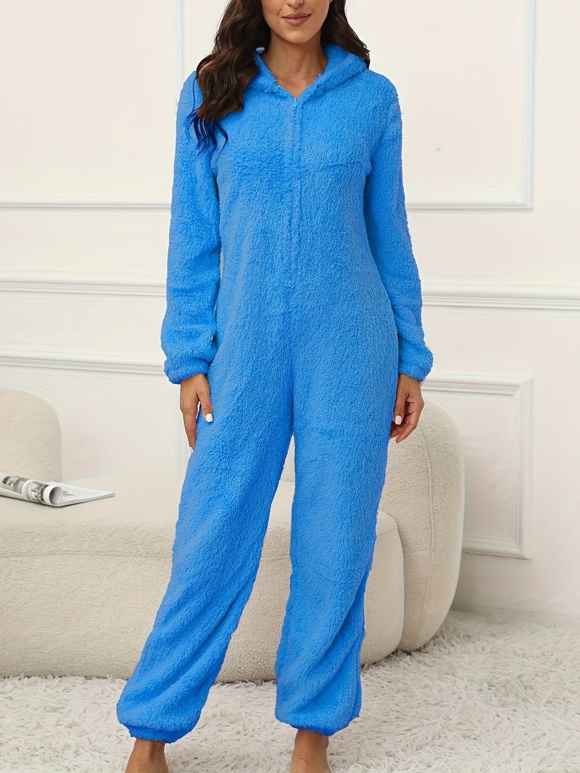 Gemütlicher Kapuzen-Lounge-Jumpsuit Für Stilvollen Winterkomfort Für Frauen