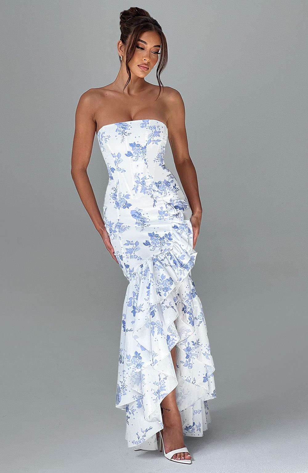 Ärmelloses Maxikleid Mit Schlitz Und Rüschen Für Frauen