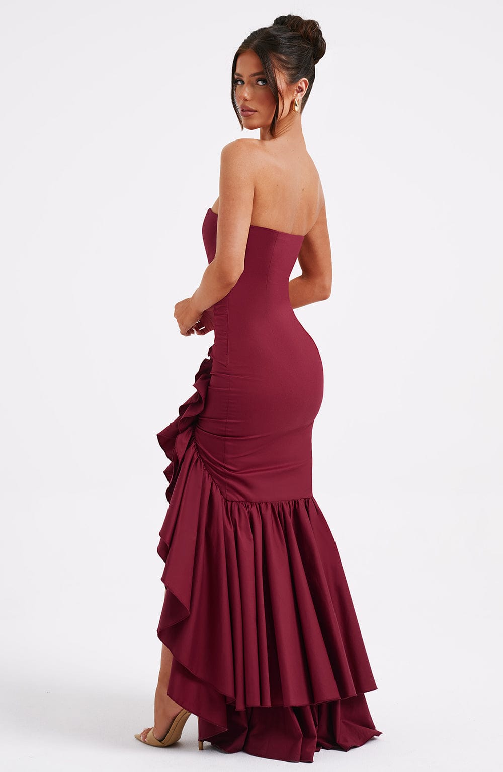 Ärmelloses Maxikleid Mit Schlitz Und Rüschen Für Frauen