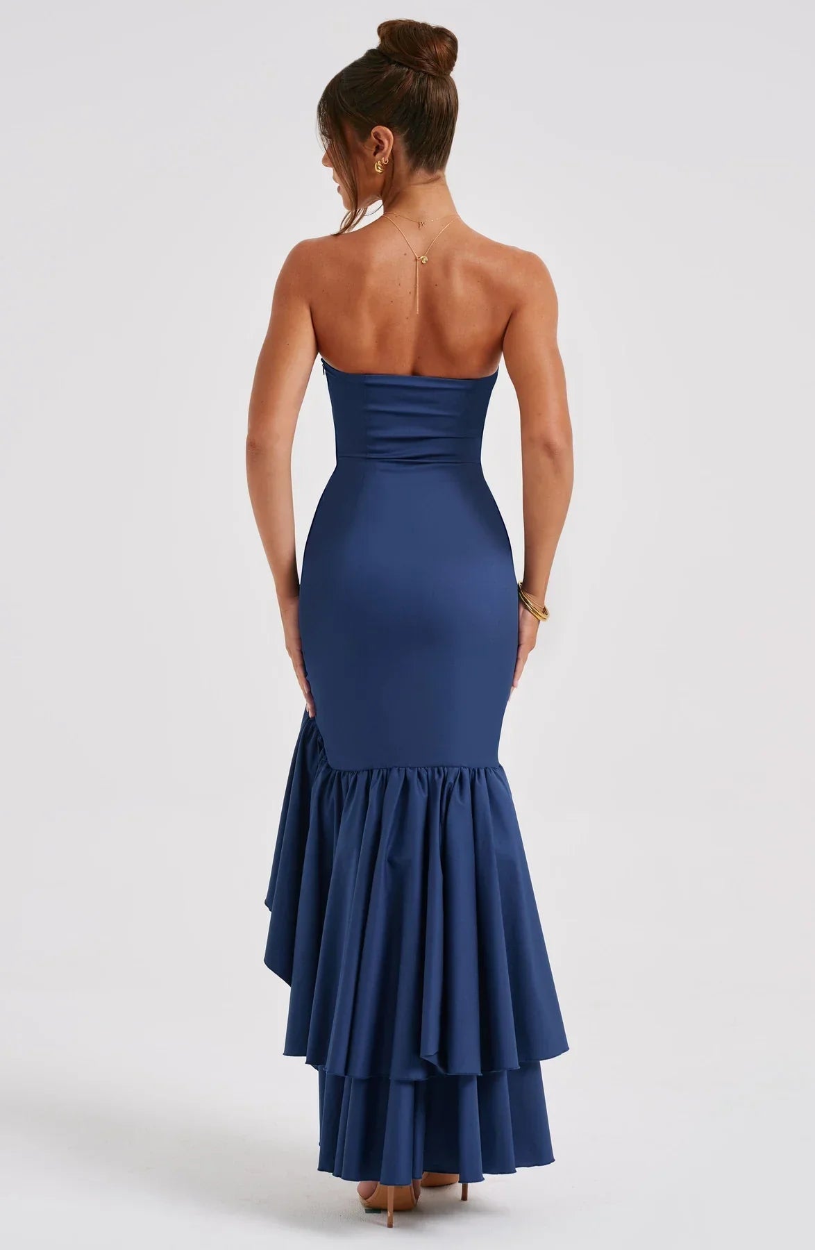 Ärmelloses Maxikleid Mit Schlitz Und Rüschen Für Frauen