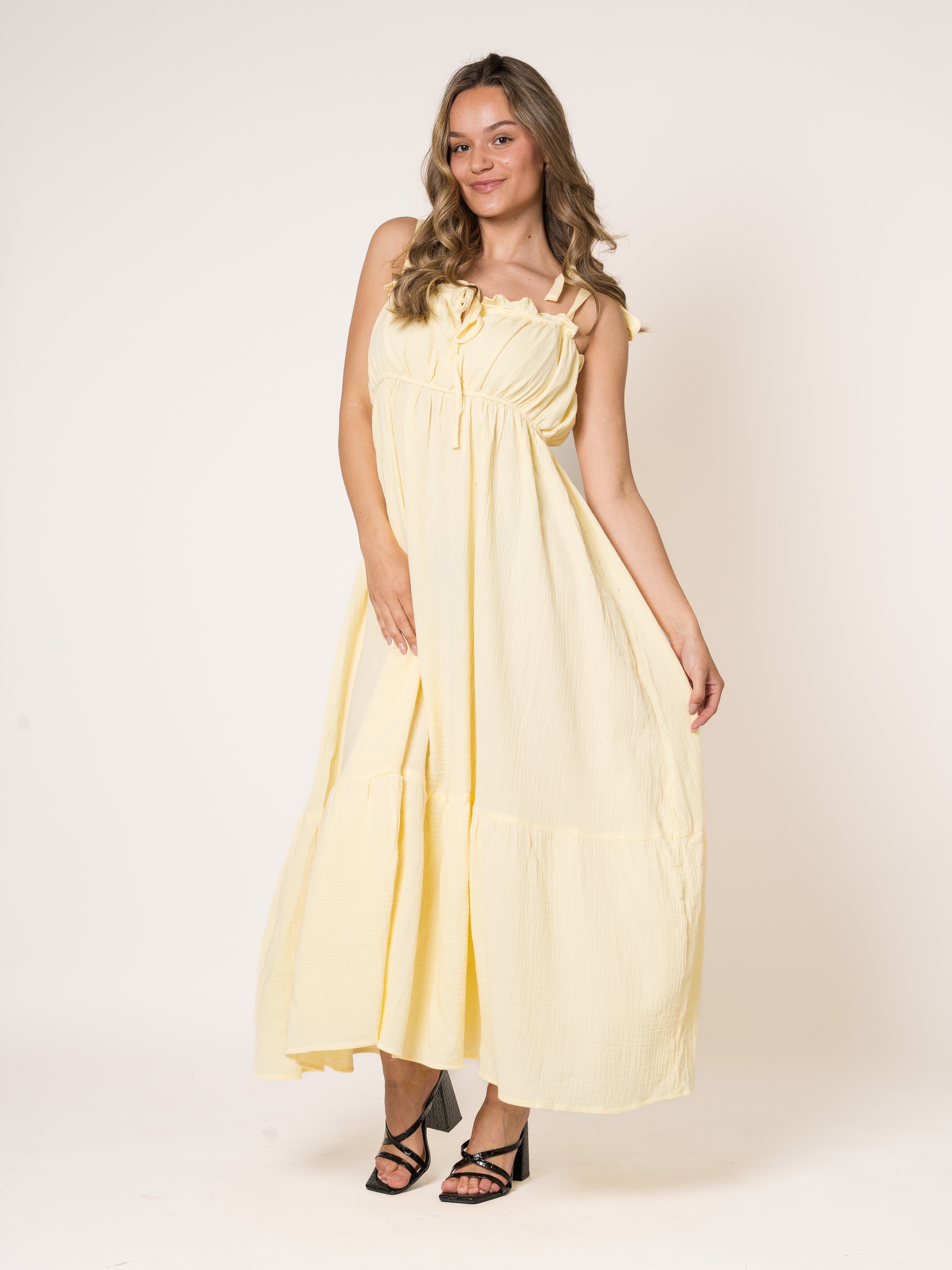 Addalee | Elegantes Musselin Maxikleid