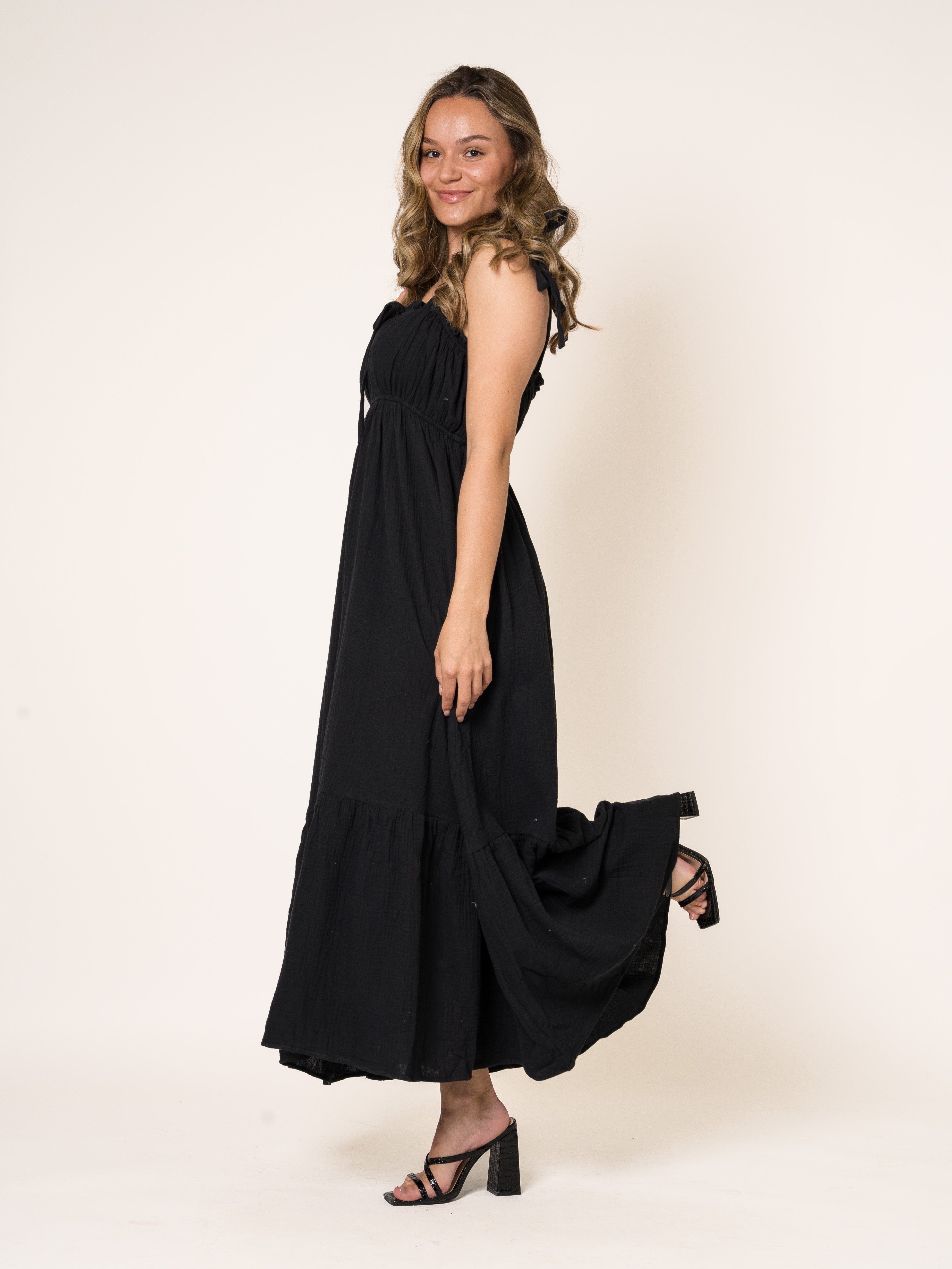 Addalee | Elegantes Musselin Maxikleid