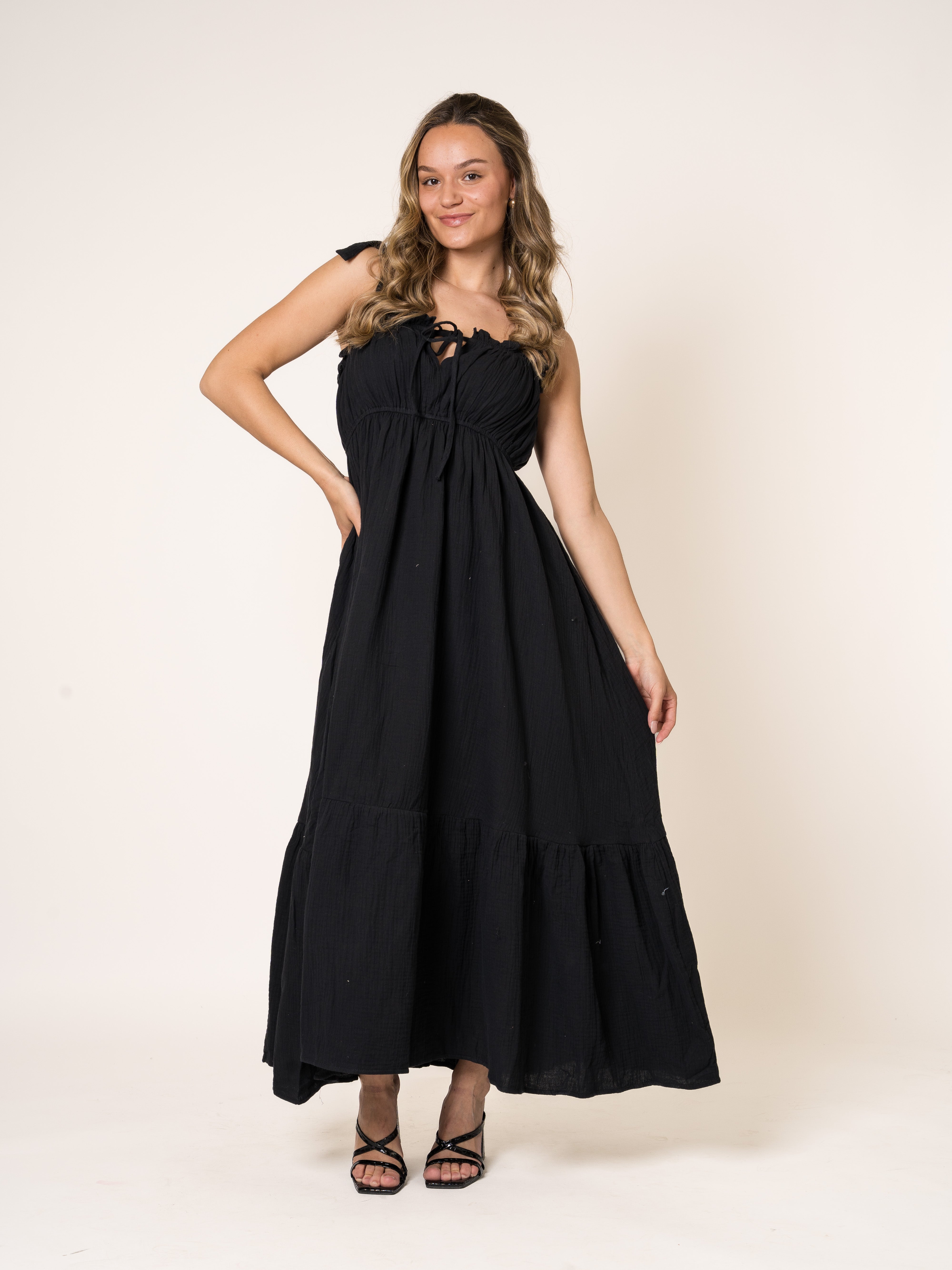 Addalee | Elegantes Musselin Maxikleid