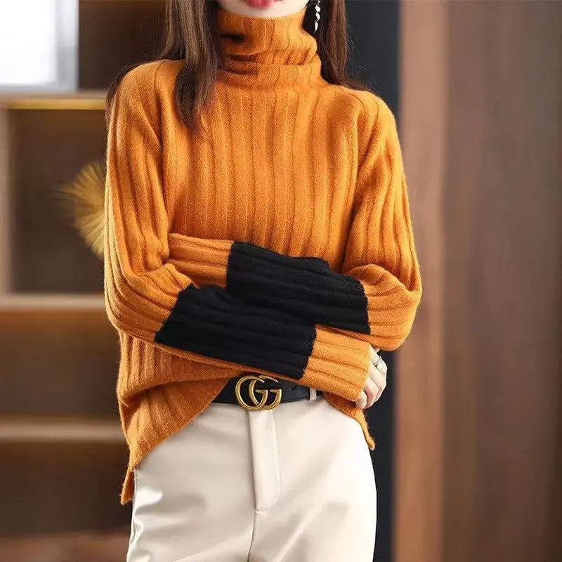 Moderner Blockdesign-Pullover für Damen