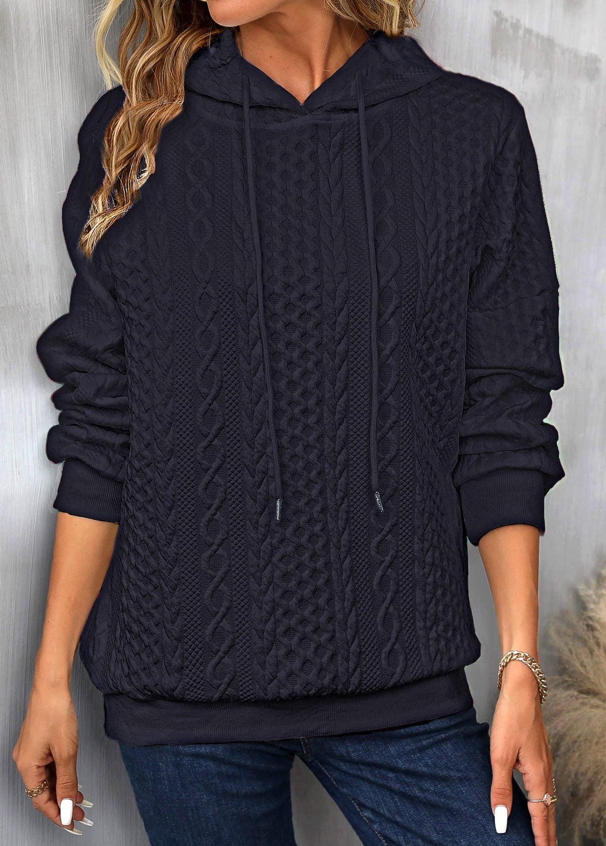 Hoodie Mit Kordelzug Und Langem Ärmel Für Frauen
