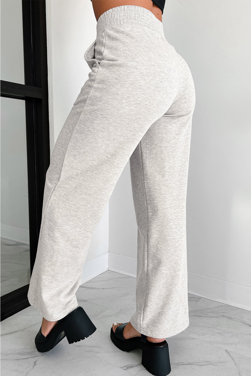Hellgraue Lounge-Hose mit Cross-Waist Für Frauen