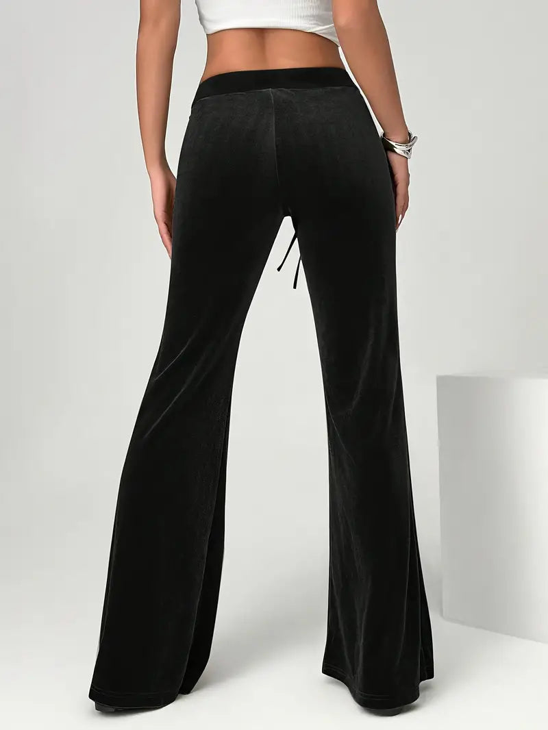 Elegante Weite Samthose mit fließendem Schnitt für Frauen