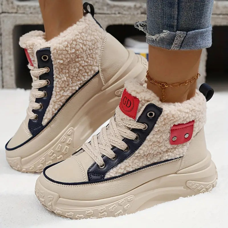 Gemütliche Fleece-gefütterte Schneestiefel Für Lässigen Winterstil Für Frauen