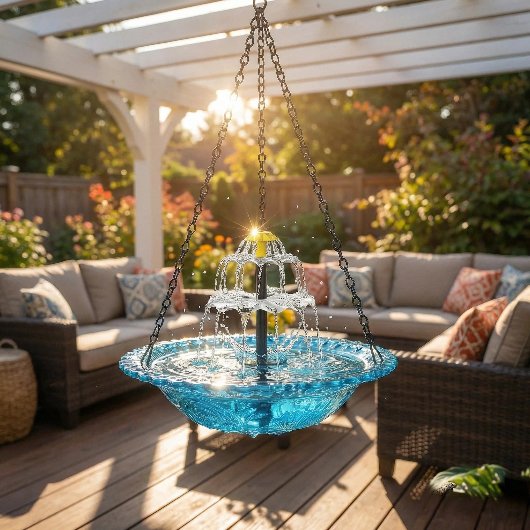 Hängender Solar-Springbrunnen mit Vogeltränke – Zweistufig, Ohne Kabel product image 9