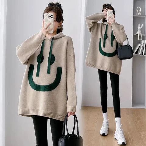 Gemütlicher Hoodie Mit Smiley-Print Für Frauen