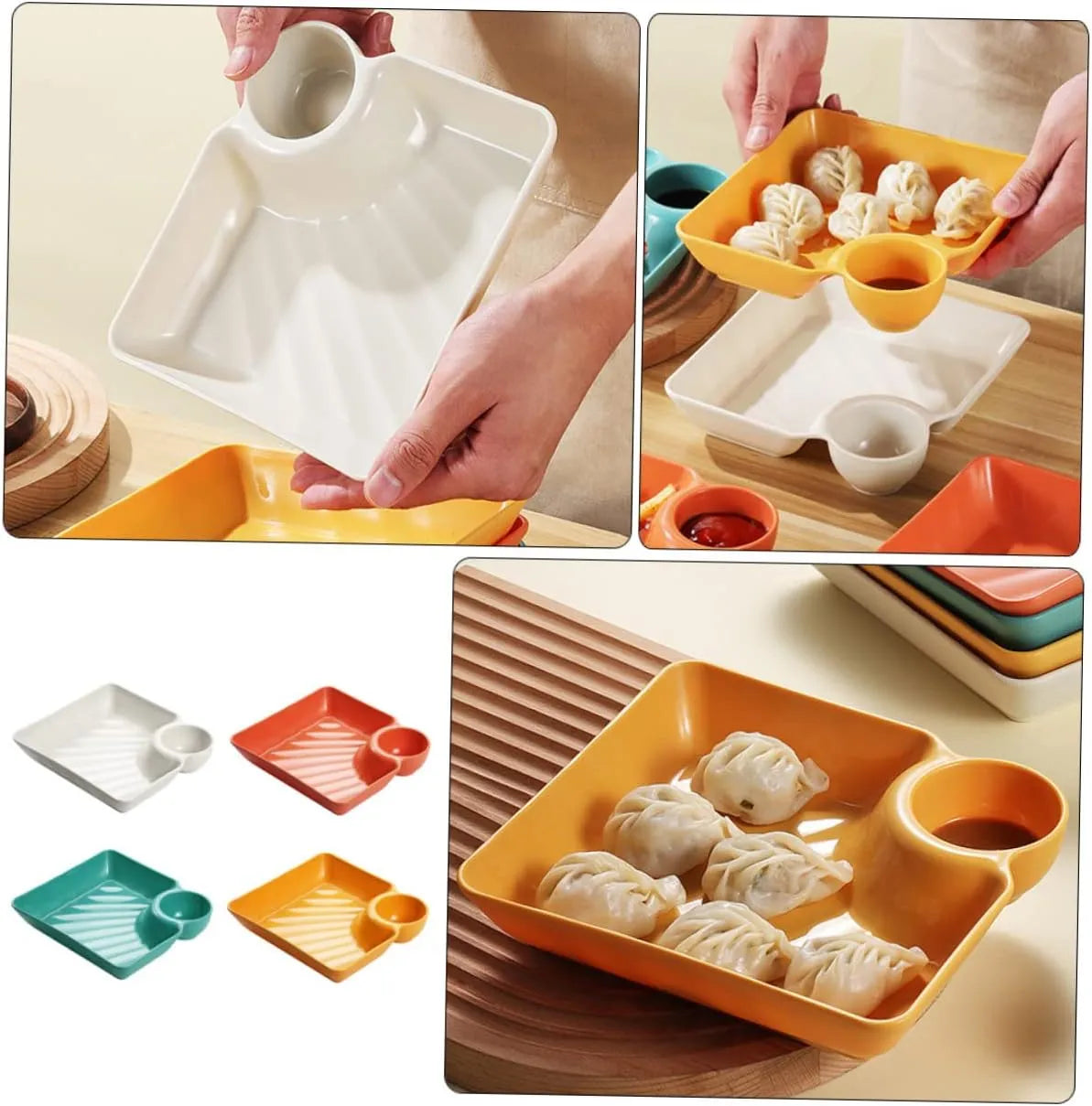 Snack- & Dip-Teller – Soßenschale, Stapelbar, 4 Farben product image 2