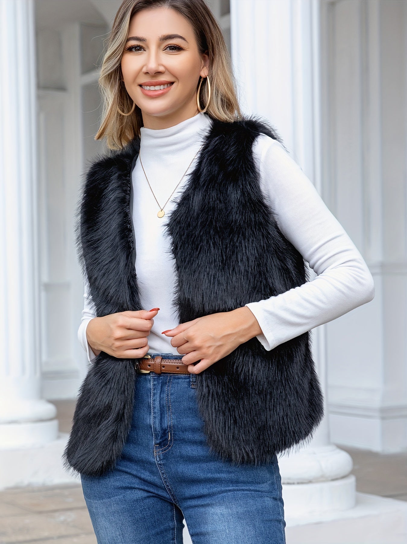 Hanne | Schickes Kunstfell-Gilet