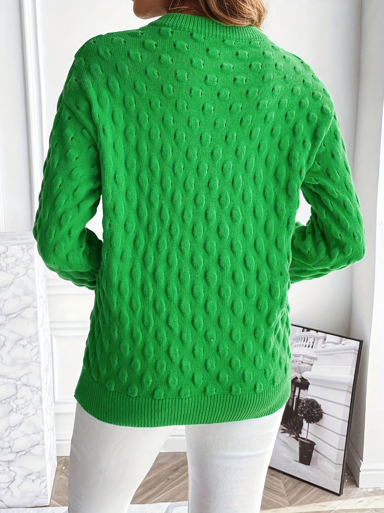 Strickpullover in Uni-Farbe mit Punktmuster Für Frauen
