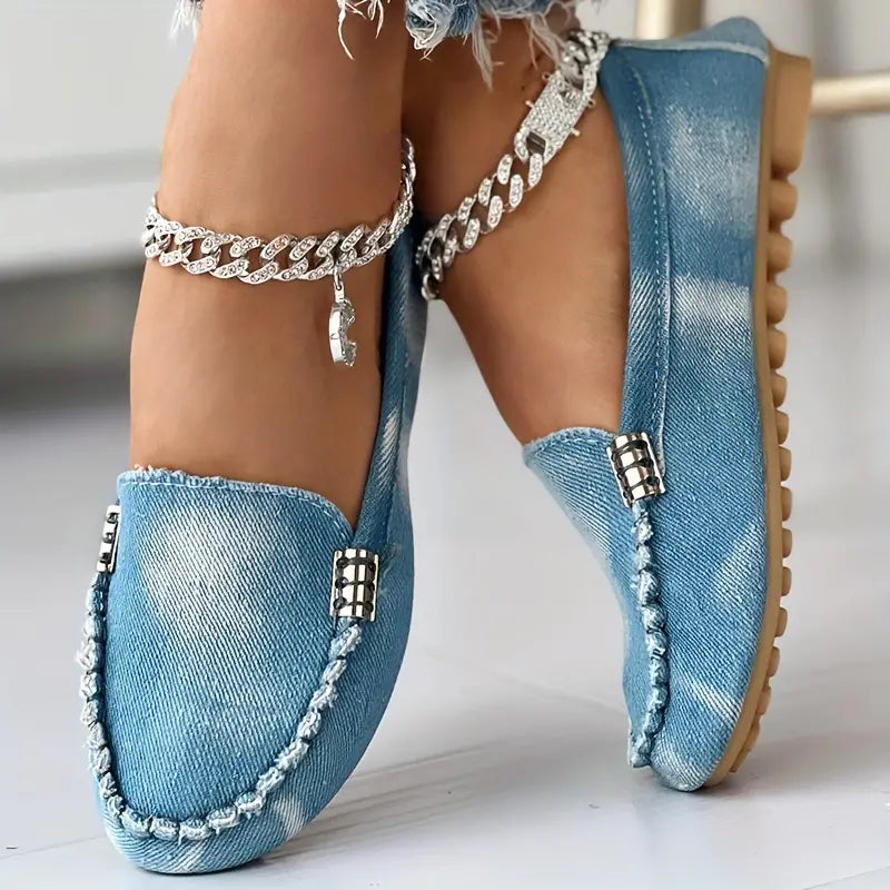 Loafers mit Denim-Design und entspanntem Sitz Für Frauen