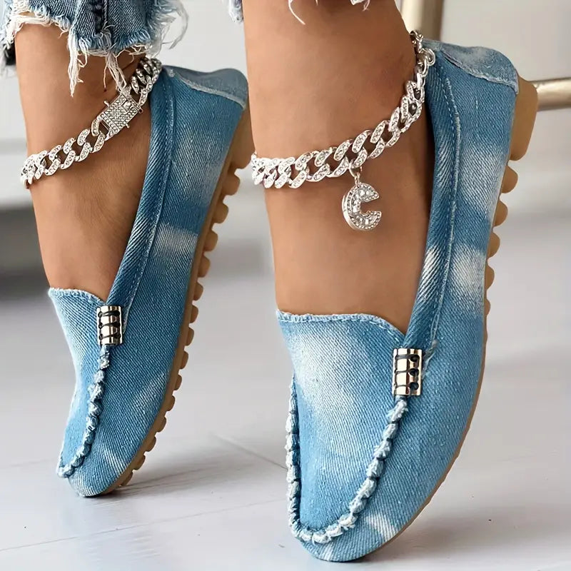 Loafers mit Denim-Design und entspanntem Sitz Für Frauen
