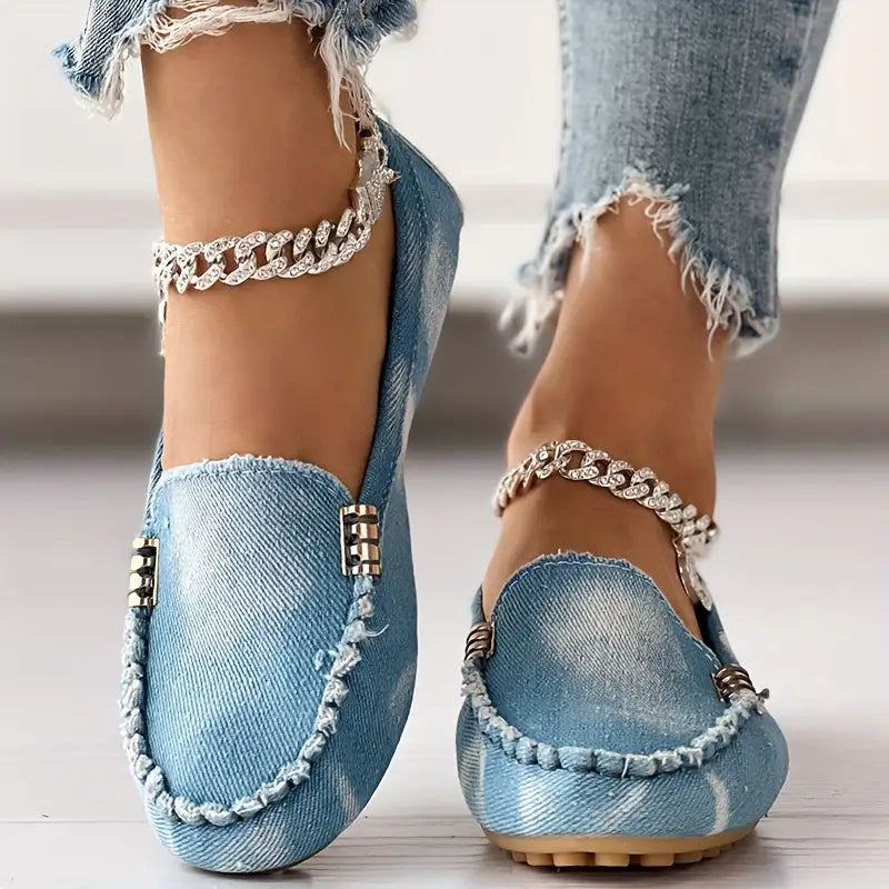 Loafers mit Denim-Design und entspanntem Sitz Für Frauen