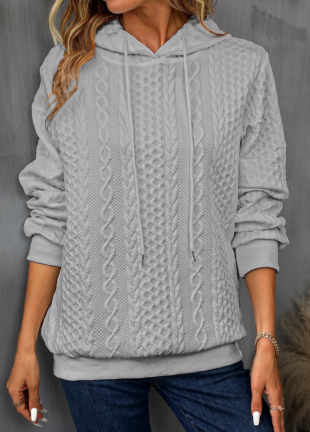 Hoodie Mit Kordelzug Und Langem Ärmel Für Frauen