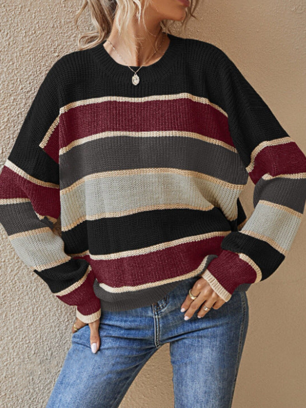 Locker Geschnittenen Rundhals-Pullover für Frauen