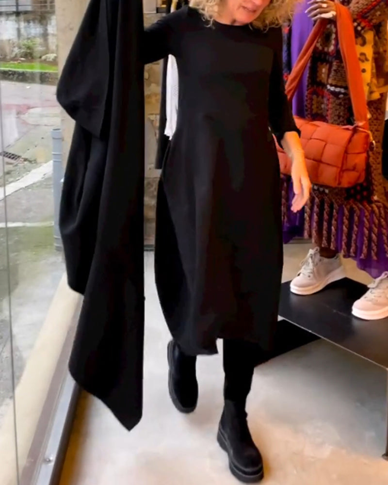 Gerrie | Schwarzes Midikleid mit Taschen